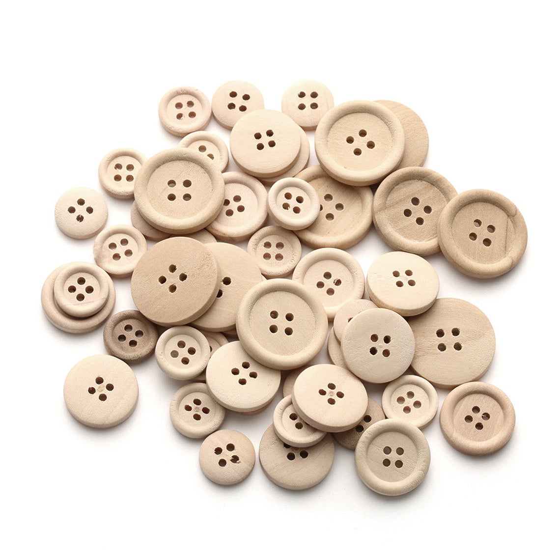 10PCs & 30PCs Natural Color Round Piping Camellia Wood Grain Wooden Buttons  10mm-30mm Sewing Accessories Clothes 4 Holes Button