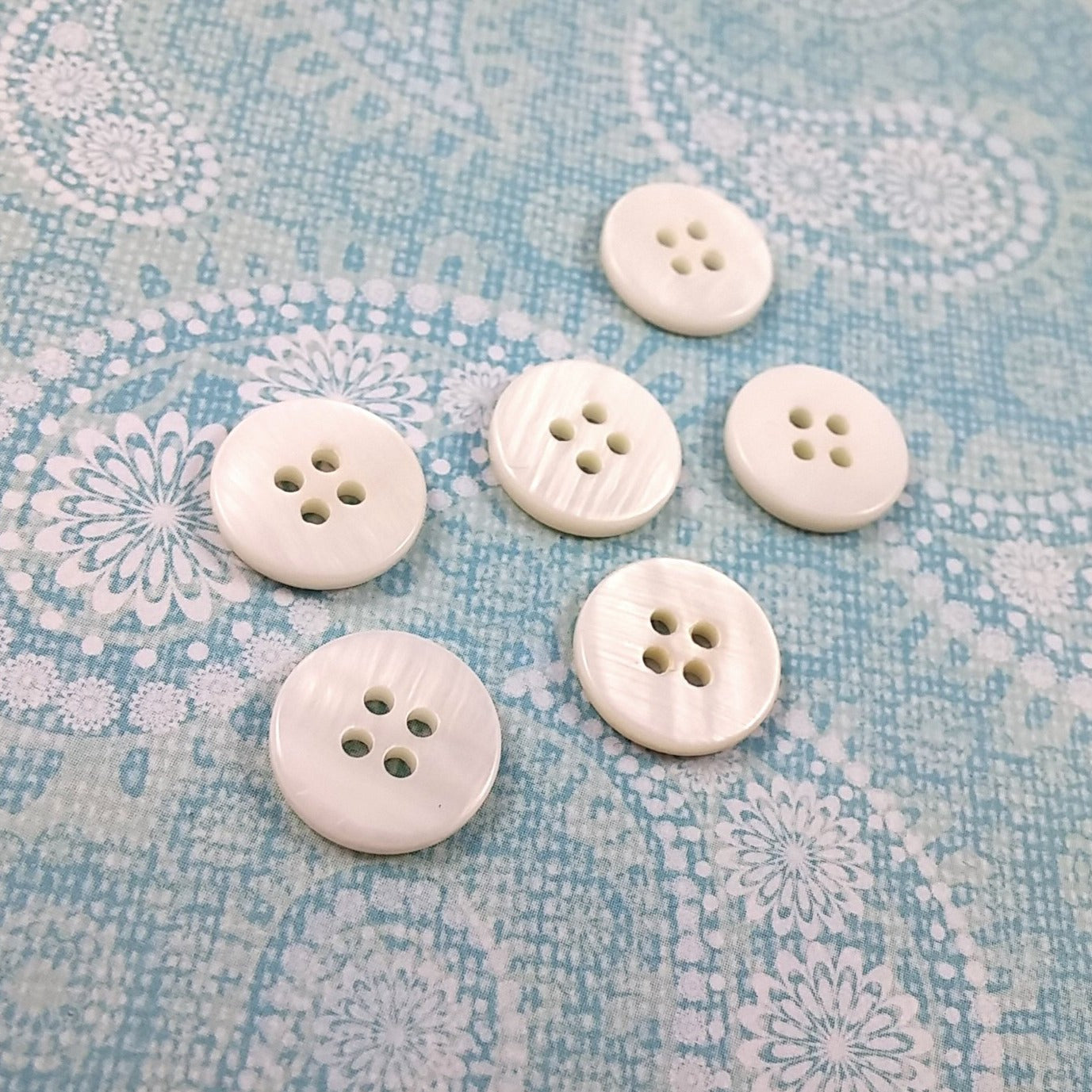 10 Flower wood painted sewing buttons - blue, green and purple 15mm