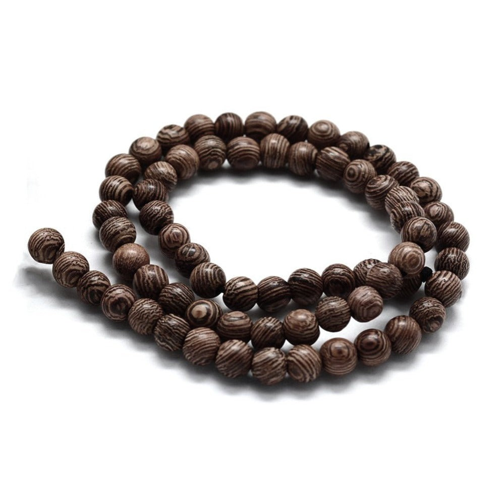 5mm black wood beads, 85pcs natural wooden beads, Round spacer beads for  jewelry making