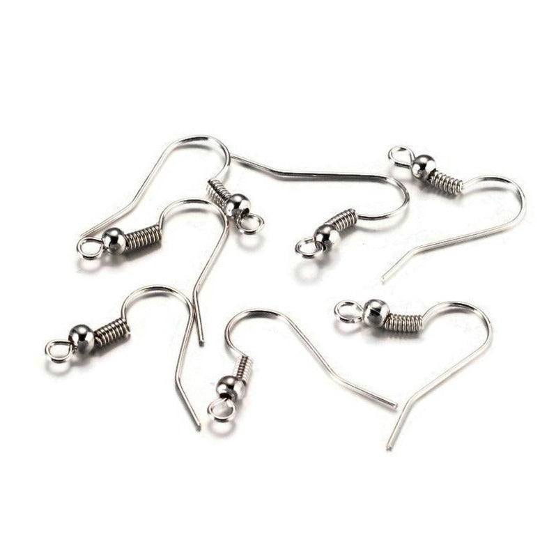 Earring Hooks - Silver - Lead & Nickel Free - 50 pcs - AJ Craft Supplies