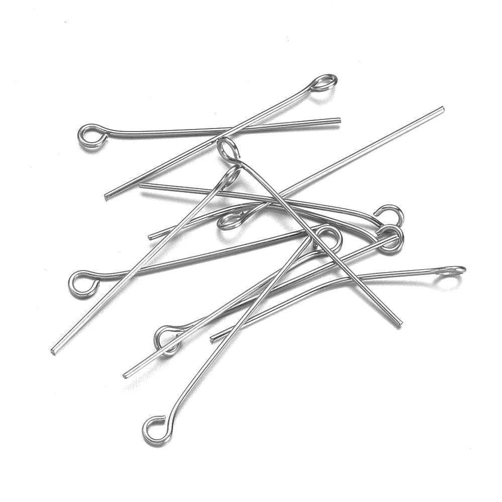 200pcs Eye Pins Jewelry Findings Eye Pins 16mm Iron Eye Pins for Jewelry Making 21 Gauge Dark Gray, Women's, Size: One size, Silver