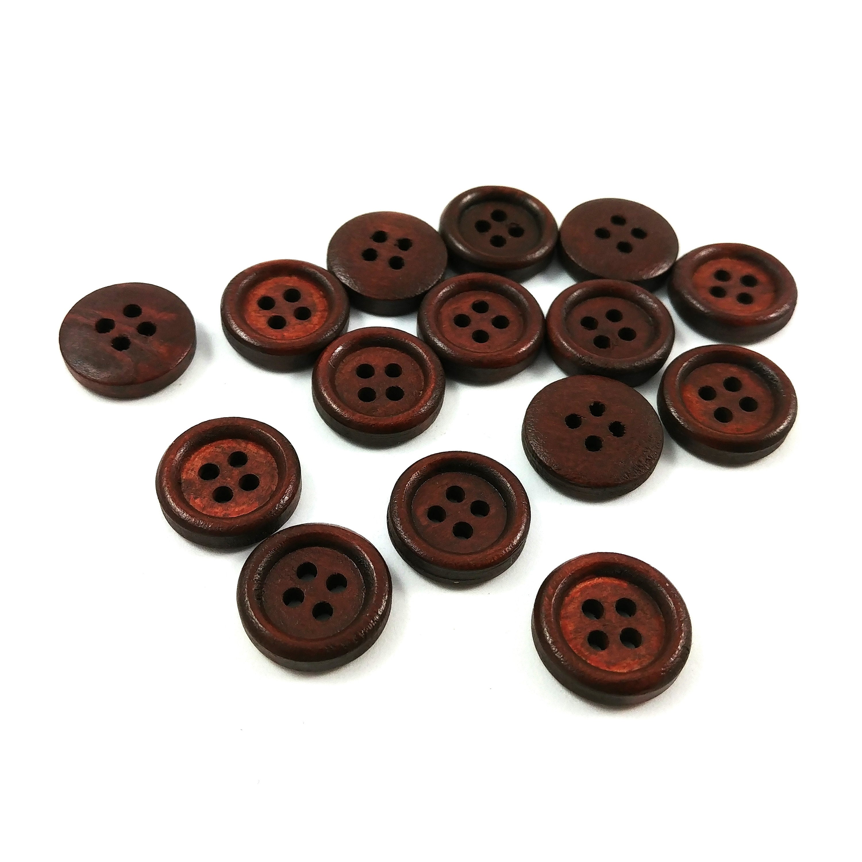 Reddish brown wooden buttons, 15mm, 20mm, 25mm Plain round sewing butt