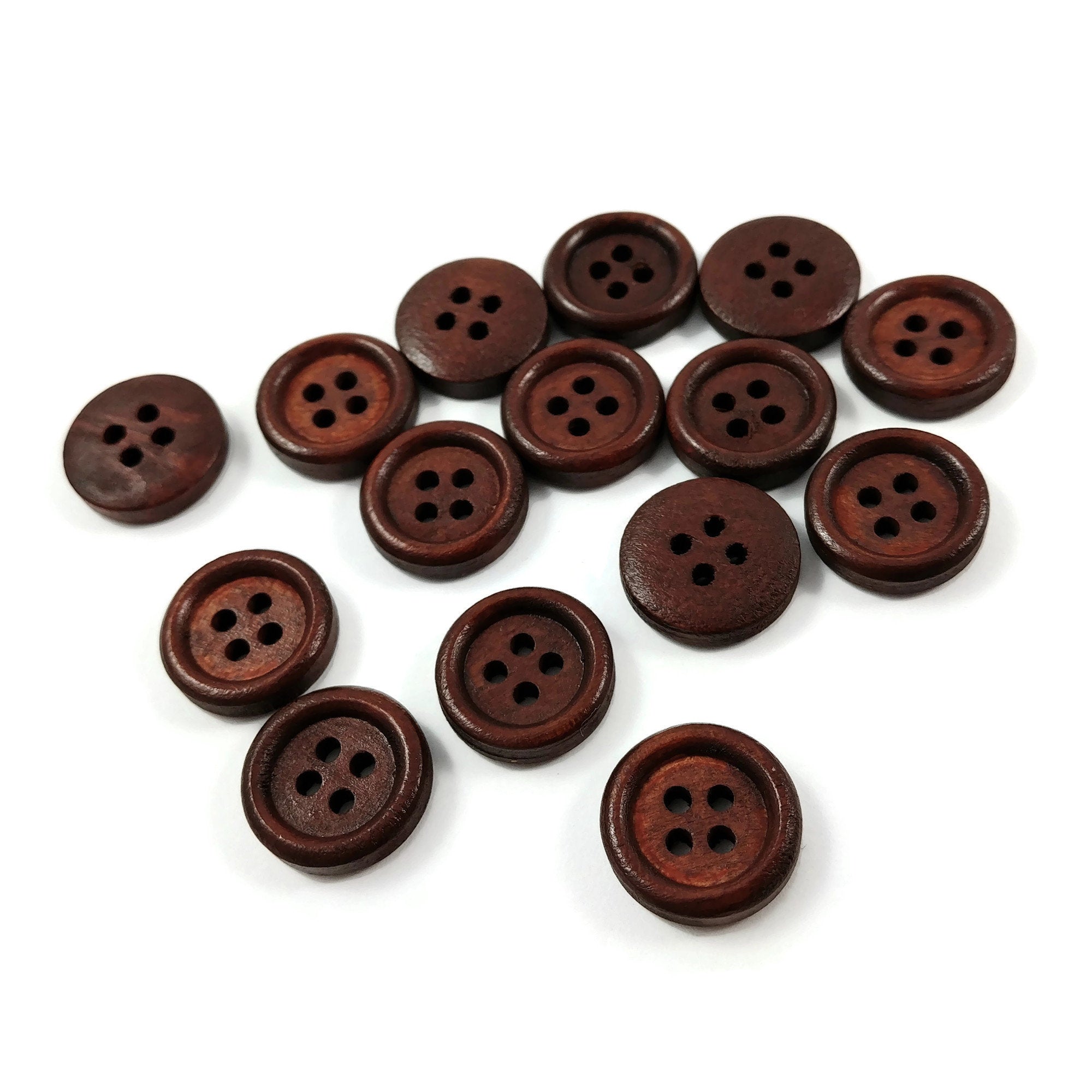 Kangyijia Assorted Round Wood Wooden Buttons Black Brown Beige 4 Hole Mixed Sewing Art DIY Craft Supplies Kits with Box 118pcs