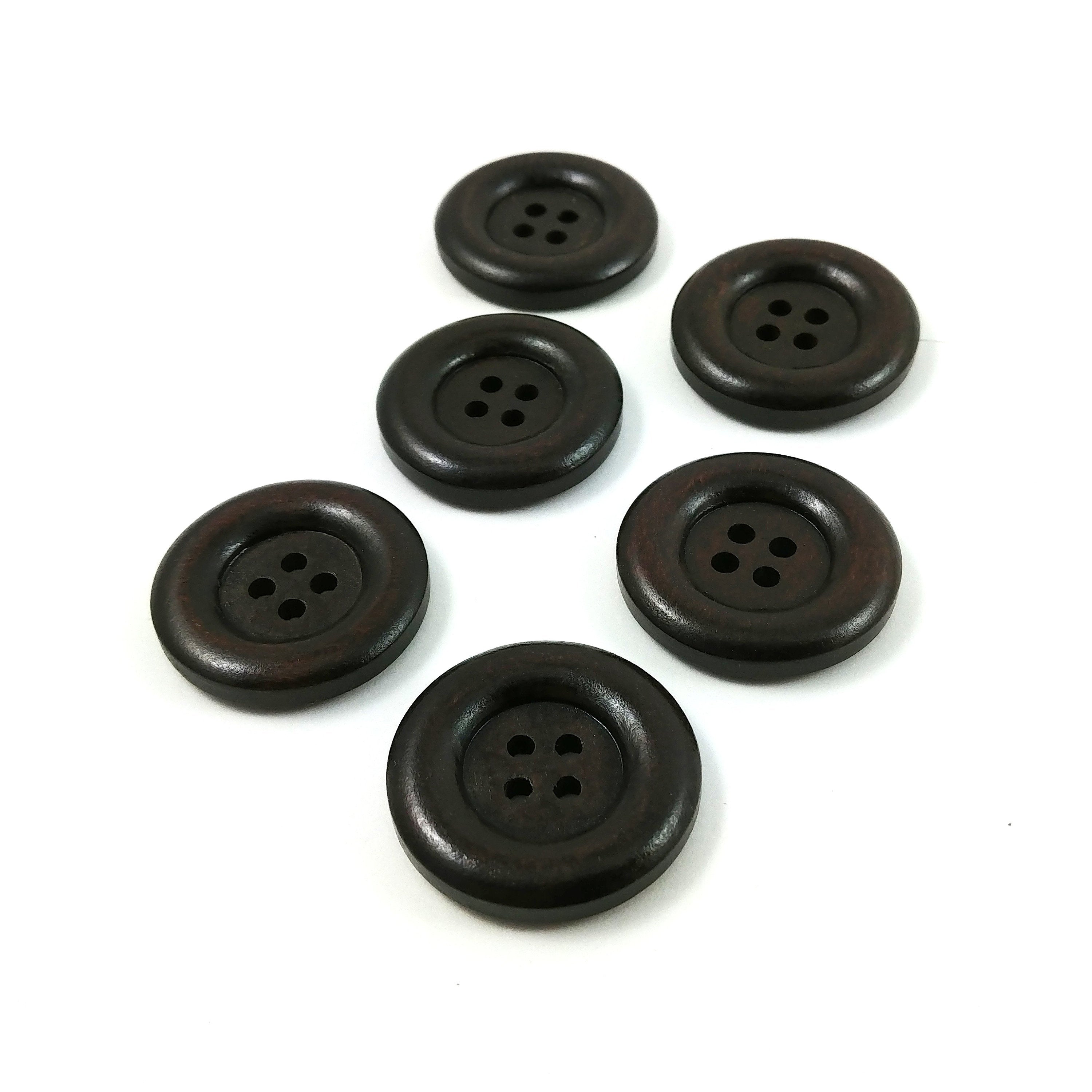 Swirl Pattern Wooden Sewing Buttons 30mm - Natural and Black wood butt