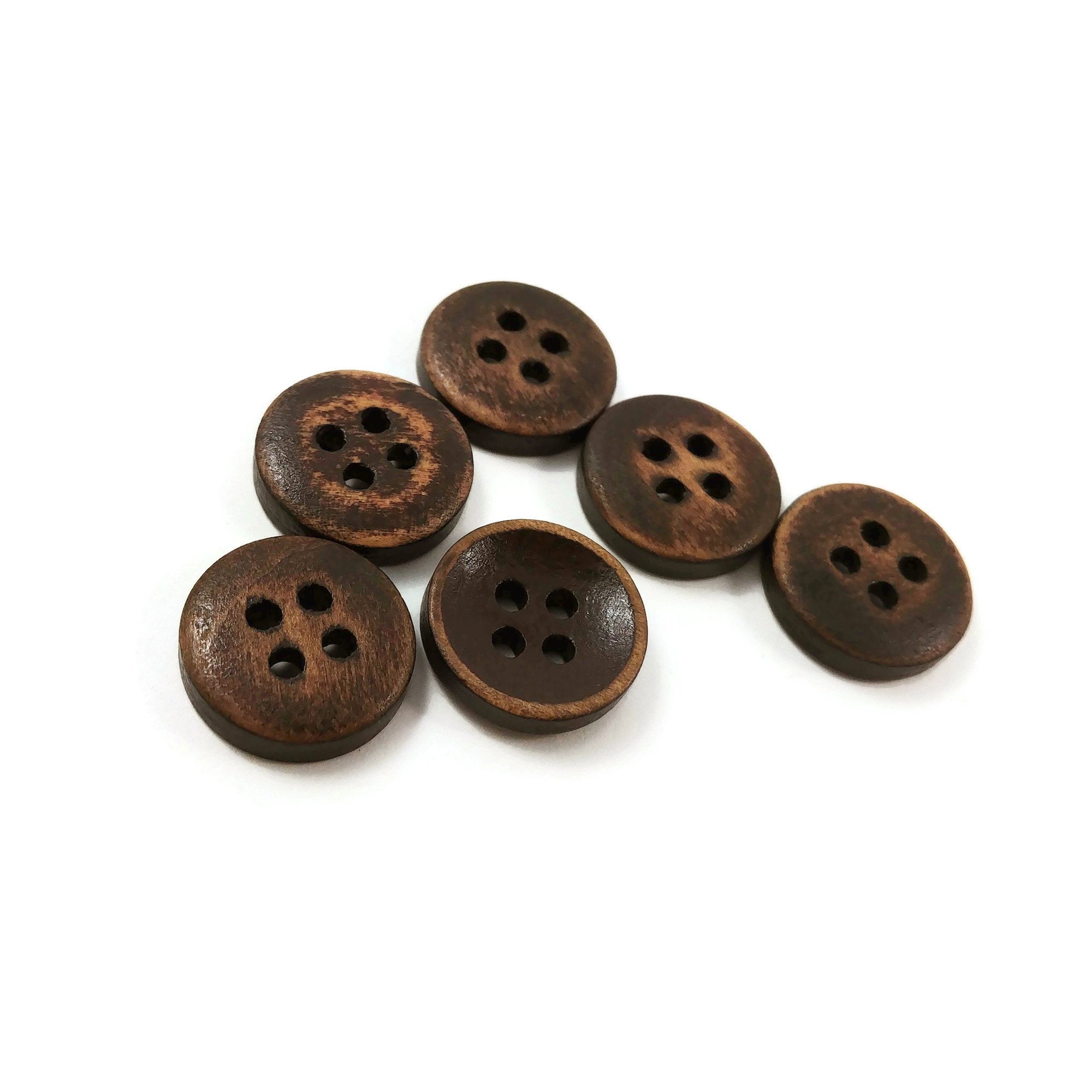 Dark brown Wooden Sewing Buttons 30mm - set of 6 natural wood buttons