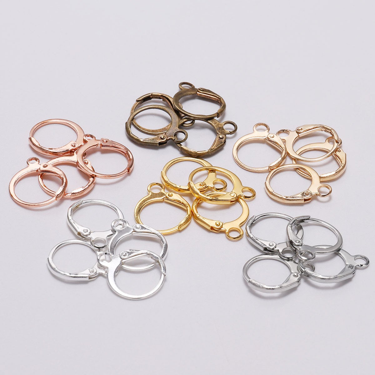 GG 50pcs/lot Stainless Steel Rose Gold Silver Earring Hooks  Earrings Clasps Findings Earring Wires for Jewelry Making Supplies DIY  T1124 (Color : Steel 17x15mm)