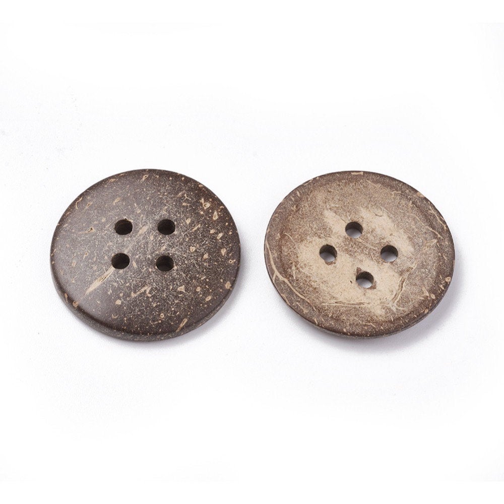 20mm Coconut Shell Buttons 2 Holes Brown Wooden Buttons Bulk