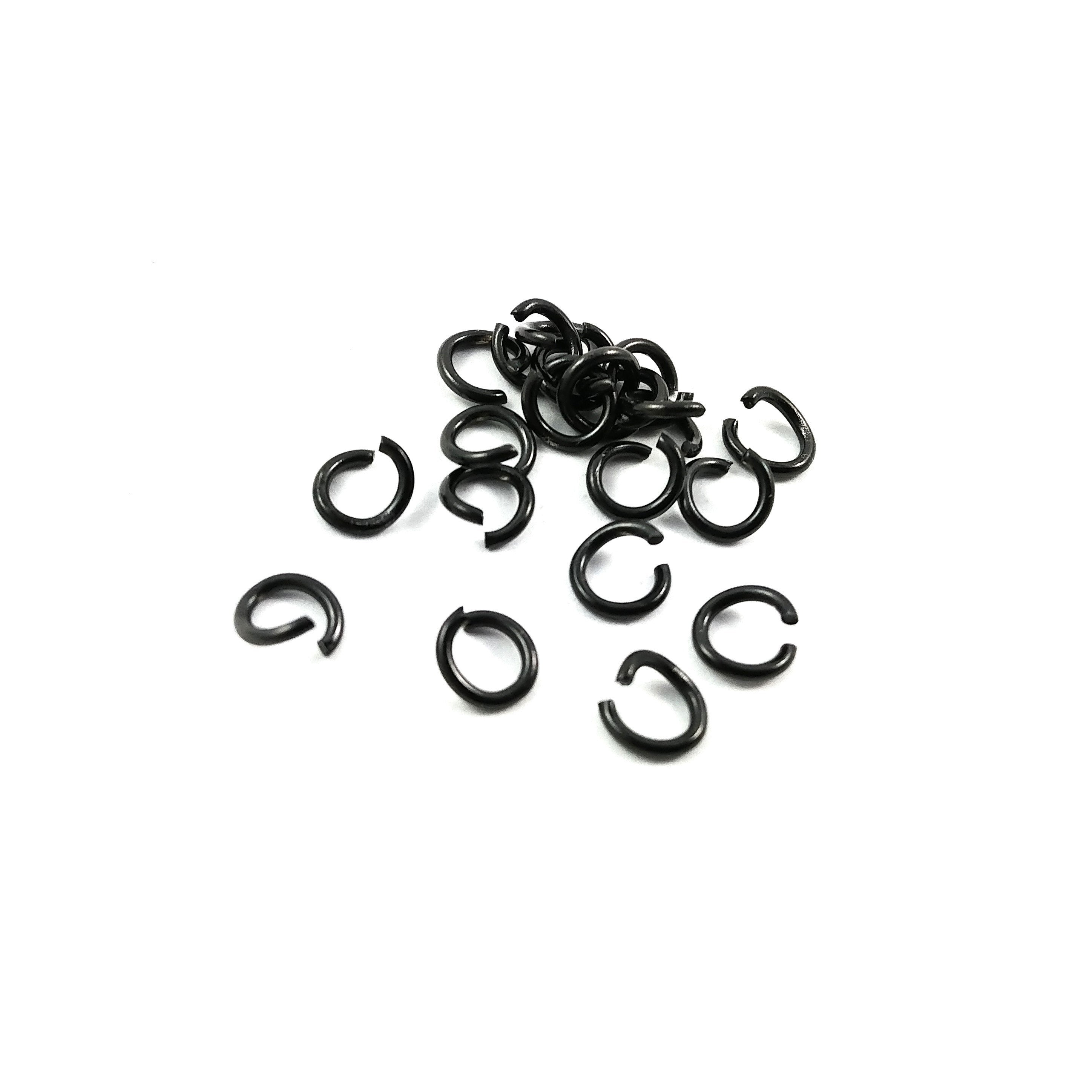 Black Finish Large Oval Jump Rings / 100 Pack / 3x5mm ID / 17