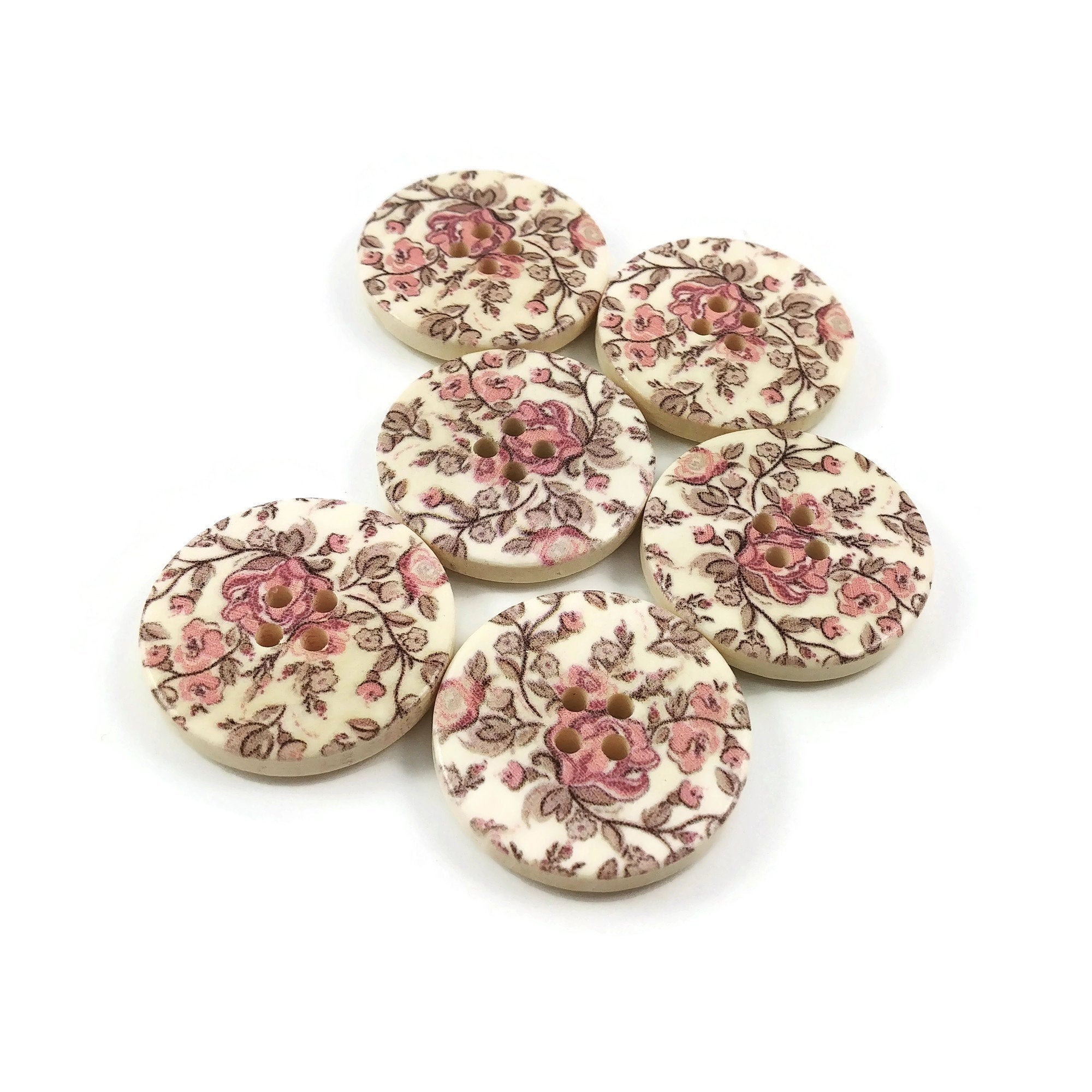 6 & 8pc Packs 13-23mm Flower & Plain Wooden Buttons for Sewing, Arts &  Crafts