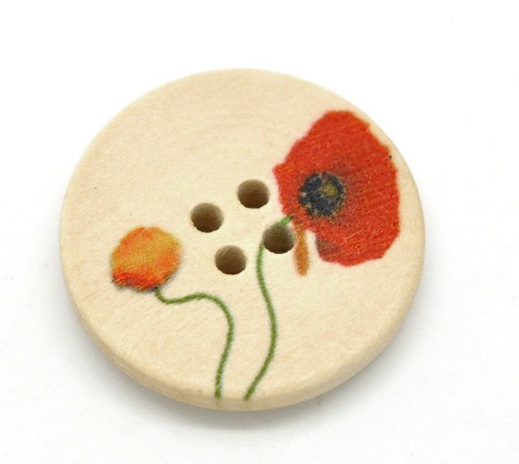 30mm wooden colorful buttons - Set of 4 wood button - Choose your colo