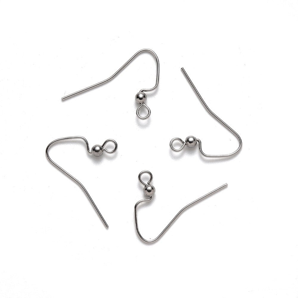 Stainless steel ear wires, Other side loop earring hooks 50 pcs (25 pa