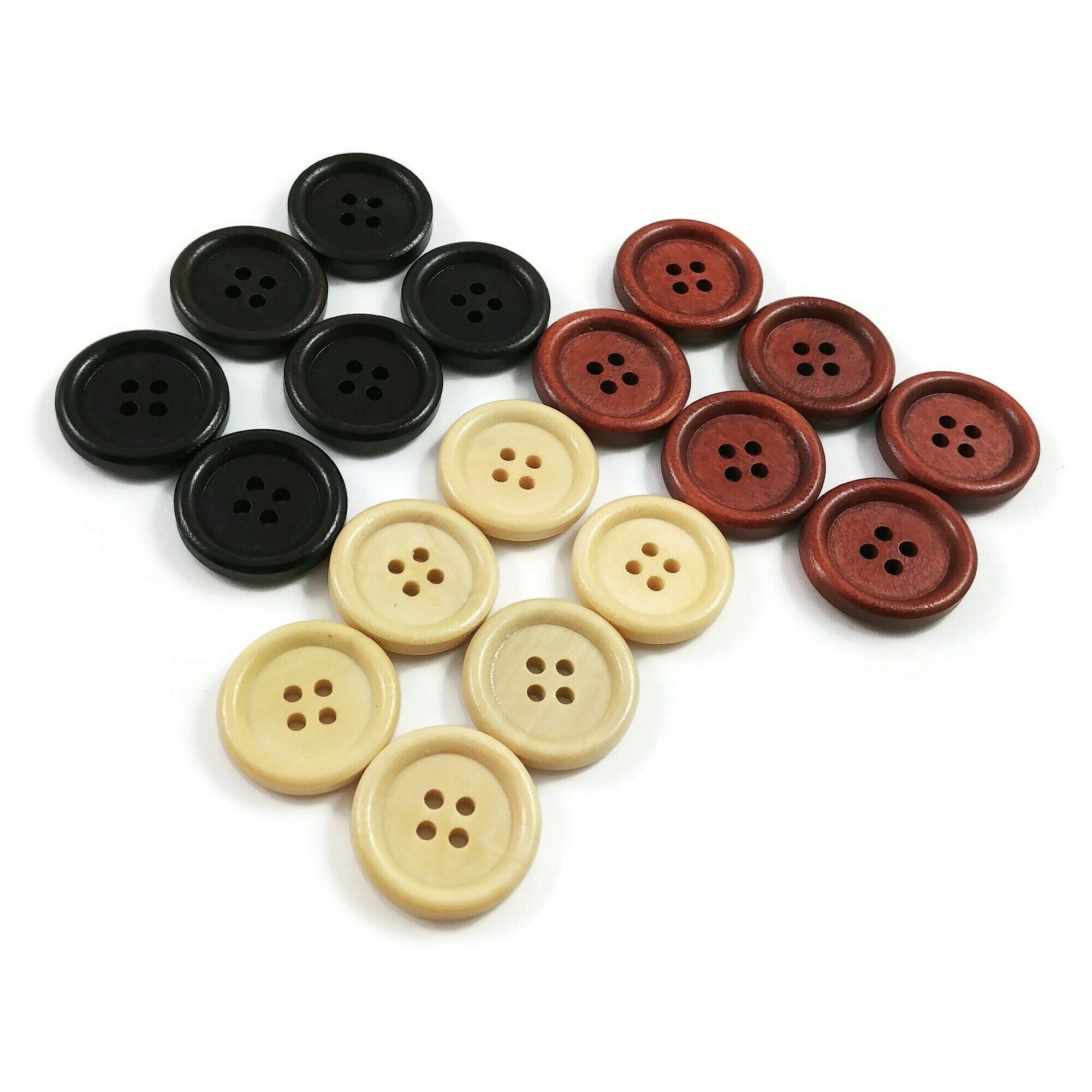 Buttons 10 0pcs 9-20 mm 4- Agujeros Botones de Madera marrón Botas