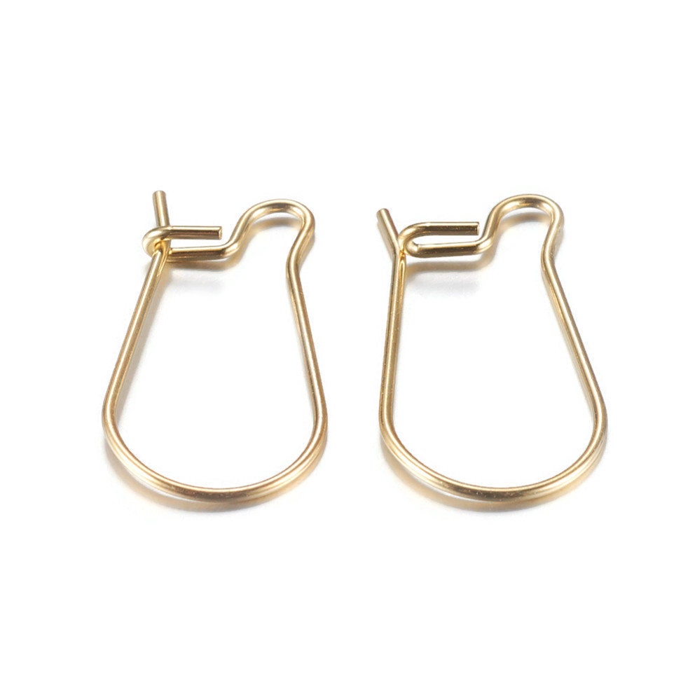 Wholesale Beebeecraft 50Pcs/Box Kidney Earring Hooks 18K Gold