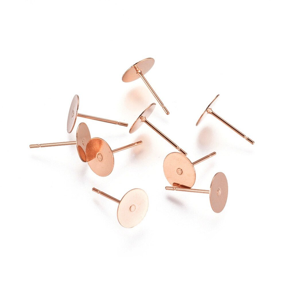 Stainless steel round earring hooks - Rose gold, gold, silver or black