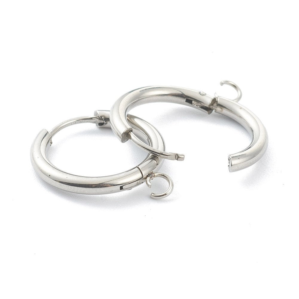 10pcs/lot 316L Stainless Steel DIY Earrings Round Hoop Earring Clasps  Fittings Base DIY Jewelry Earrings