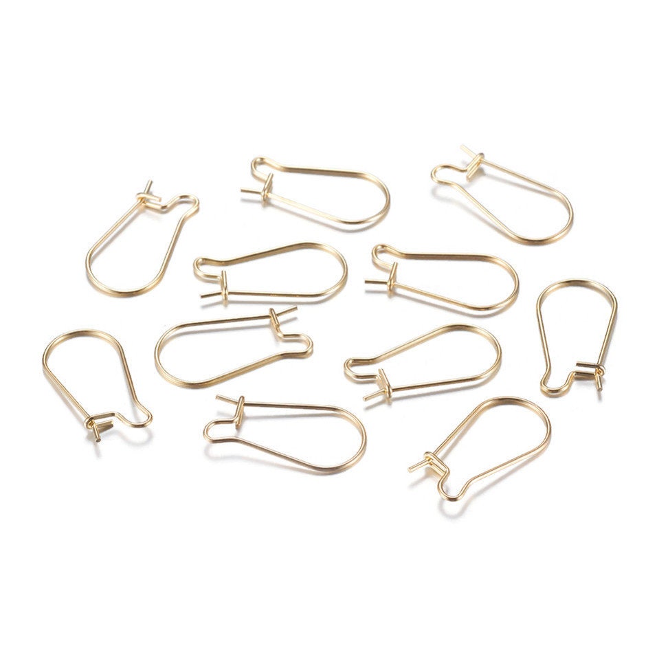 Surgical Steel Earring Hooks 13x14mm with Ball Gold Plated x1 pr
