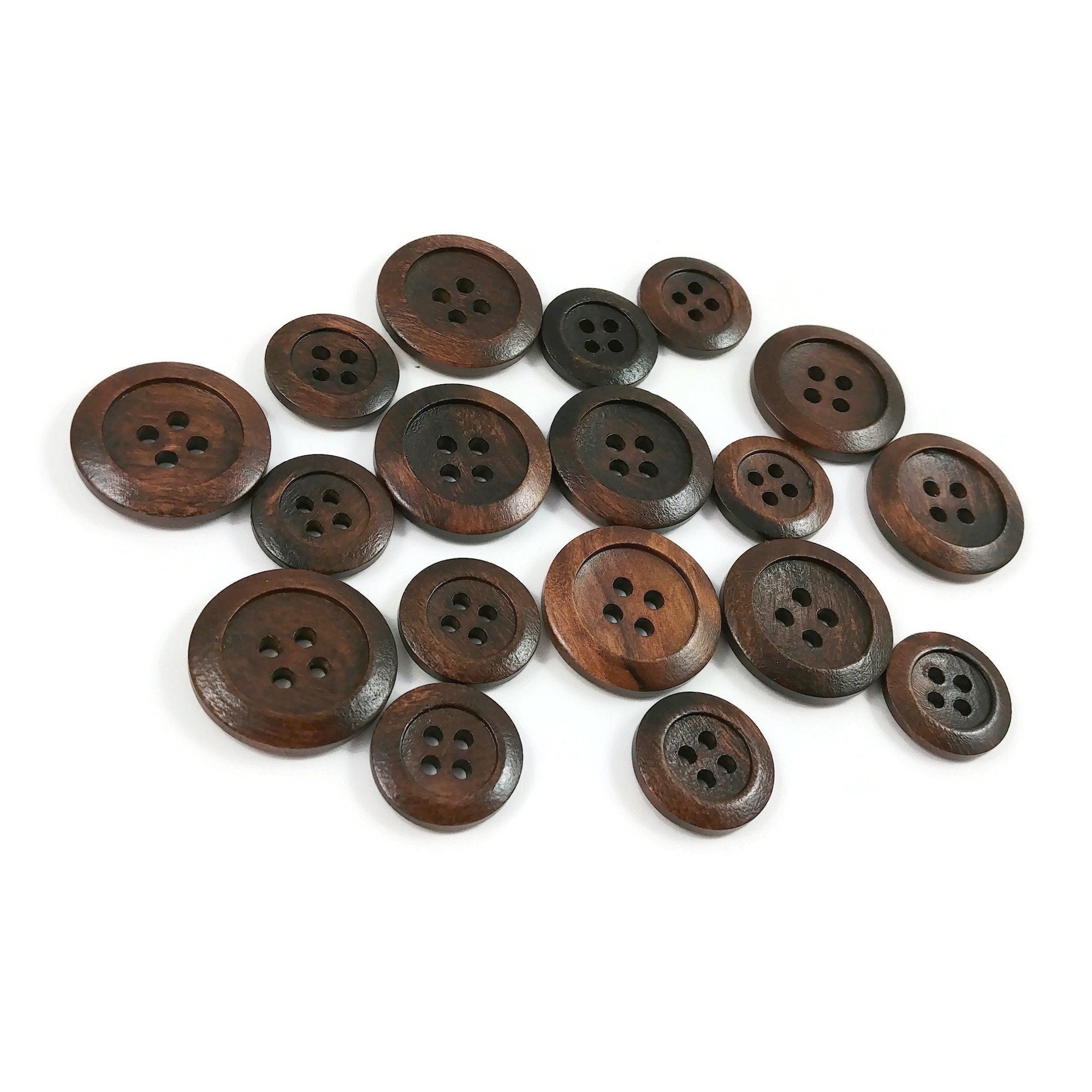 Wooden Buttons, Dia. 20 mm, 180 pc/ 1 pack