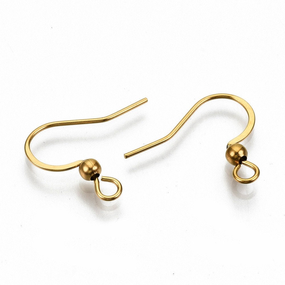 Earring Hooks, Simple and Elegant Brass Earring Backs for Hook Earrings  50Pcs for Earring Designs(KC Gold) 
