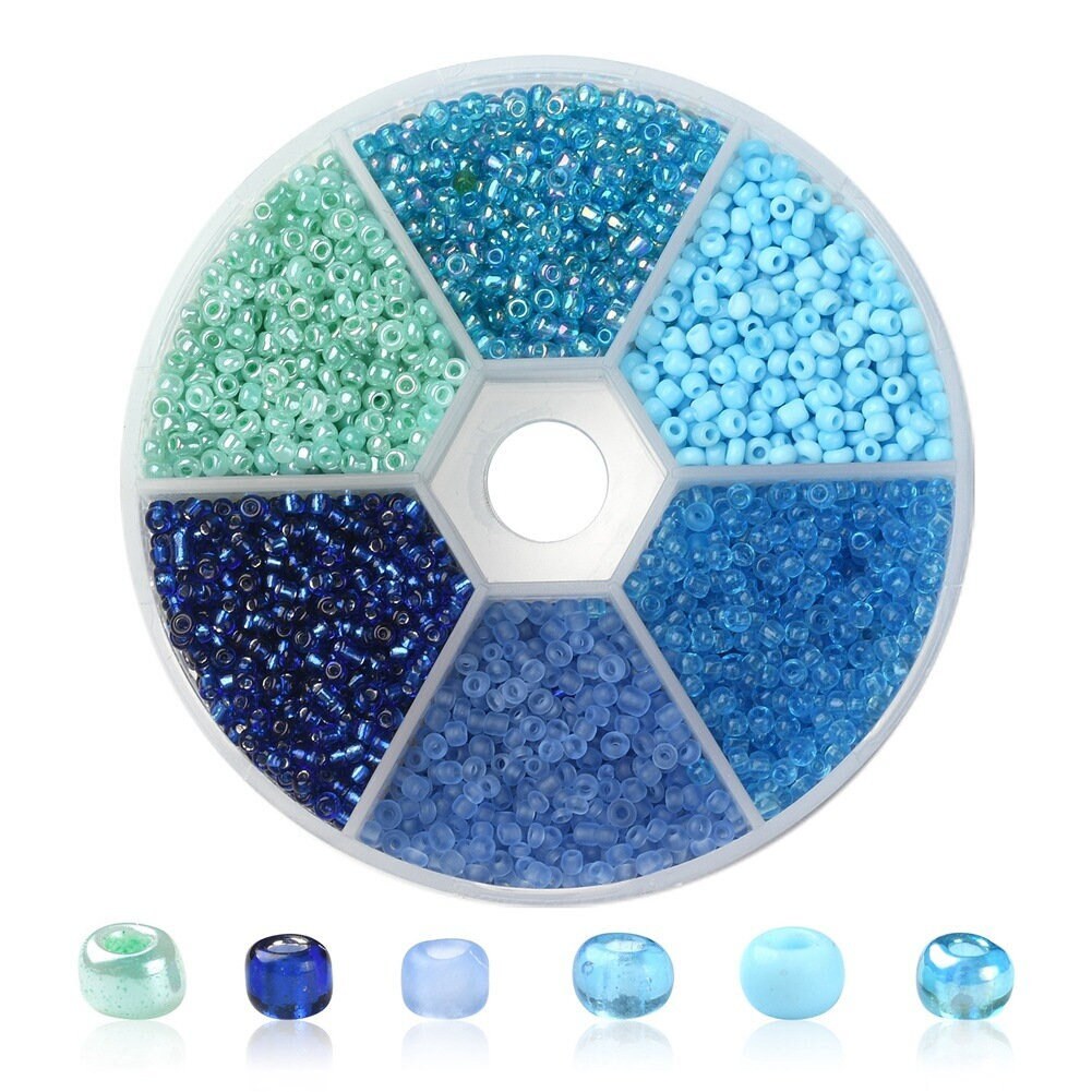 Glass seed beads kit, Assorted colors, 3mm 8/0, Jewelry making set