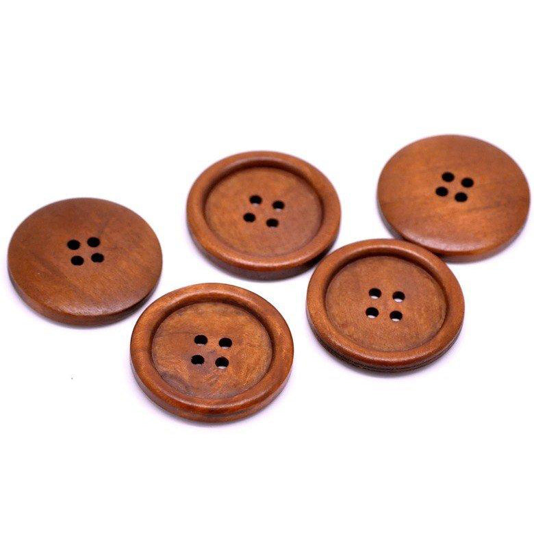 Extra large big button - 2 dark brown giant wooden buttons 60mm (2 3/8