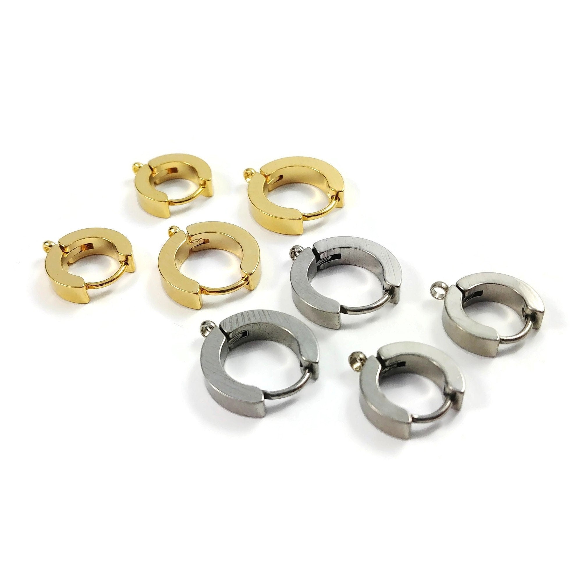 10pcs/lot 316L Stainless Steel DIY Earrings Round Hoop Earring Clasps  Fittings Base DIY Jewelry Earrings