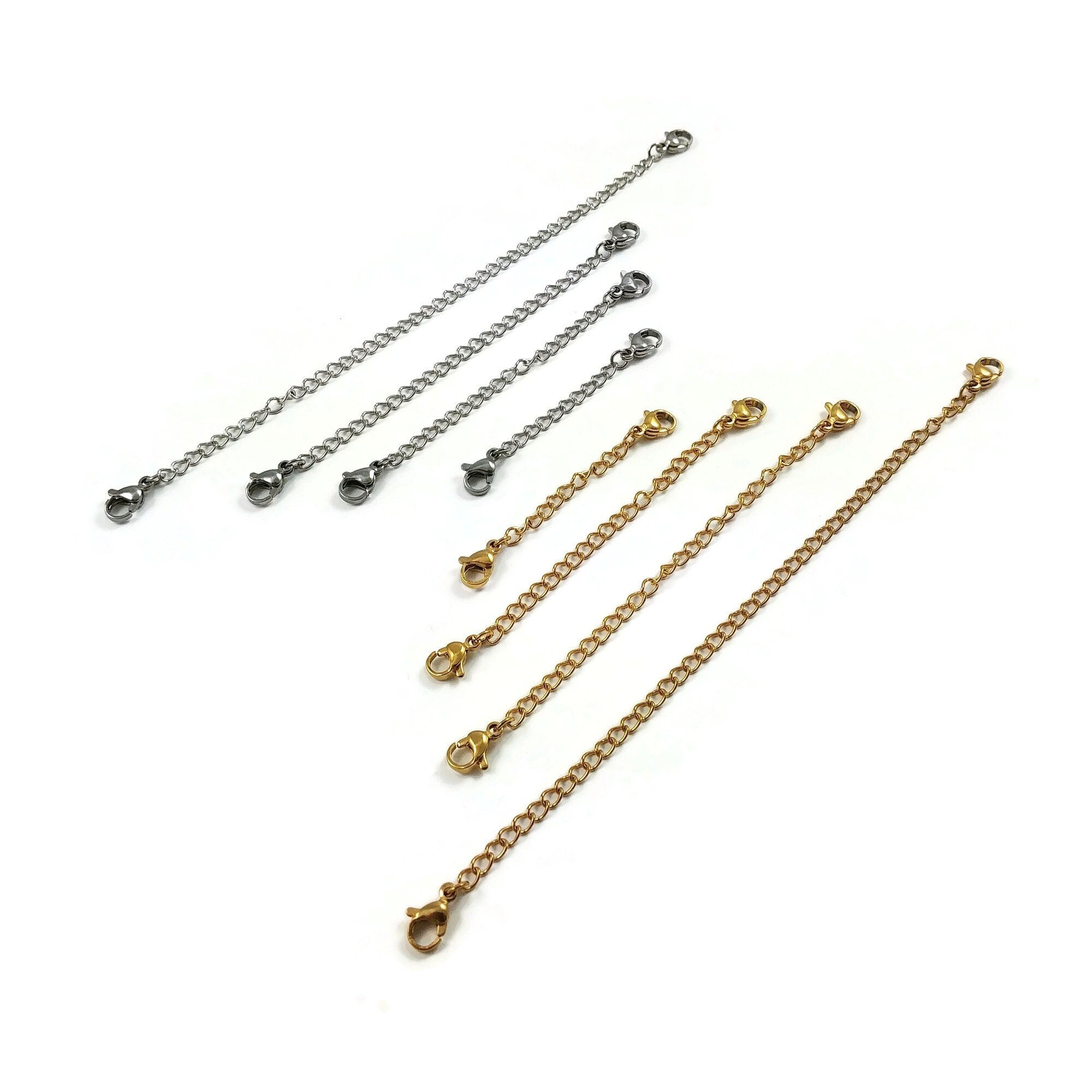 Anezus anezus Chain Extenders for Necklaces, 10pcs Gold Jewelry Extenders  for Necklaces, Stainless Steel Chain Extenders for Necklace