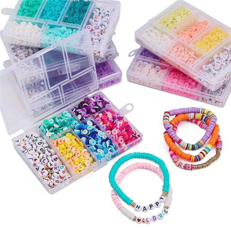 Woixiow Bracelet Making Kit,3boxes,7000pcs Clay Beads Bracelet Kit,48 Colors Clay Beads for Bracelet Making Kit and Charms Kit for Jewelry Making