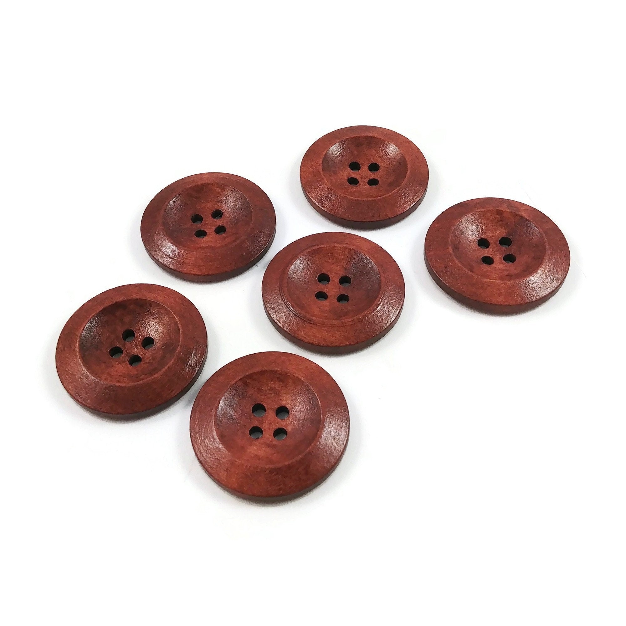 3/4 Inch Stubby Red Hard Wood Buttons, Custom Wood Button, Sweater