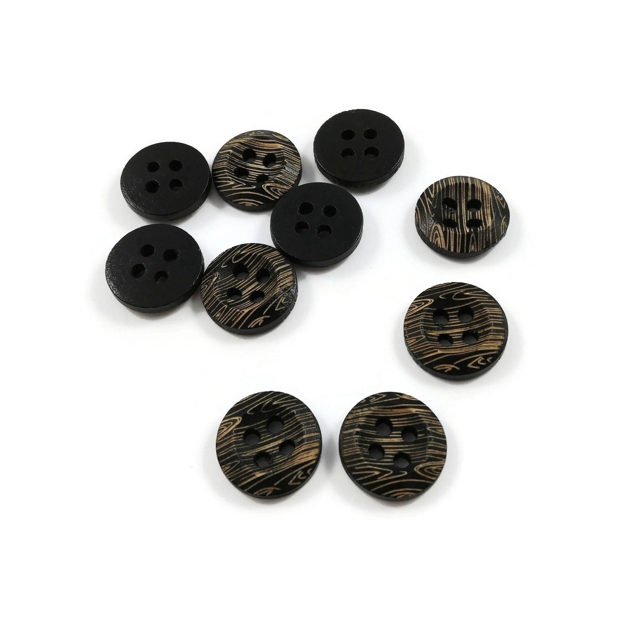 10mm tiny wooden buttons, 6 small natural buttons, Cute mini buttons f