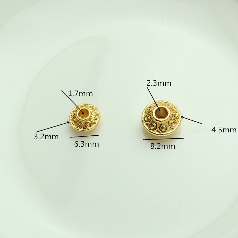 18K Brushed Gold Gold Plated Copper gold flat disc beads spacers - Bru –  Bead Boat