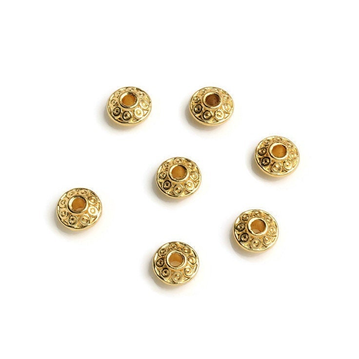 Gold Crustgold-tone Brass Rondelle Spacer Beads 5mm-8mm For Jewelry Making