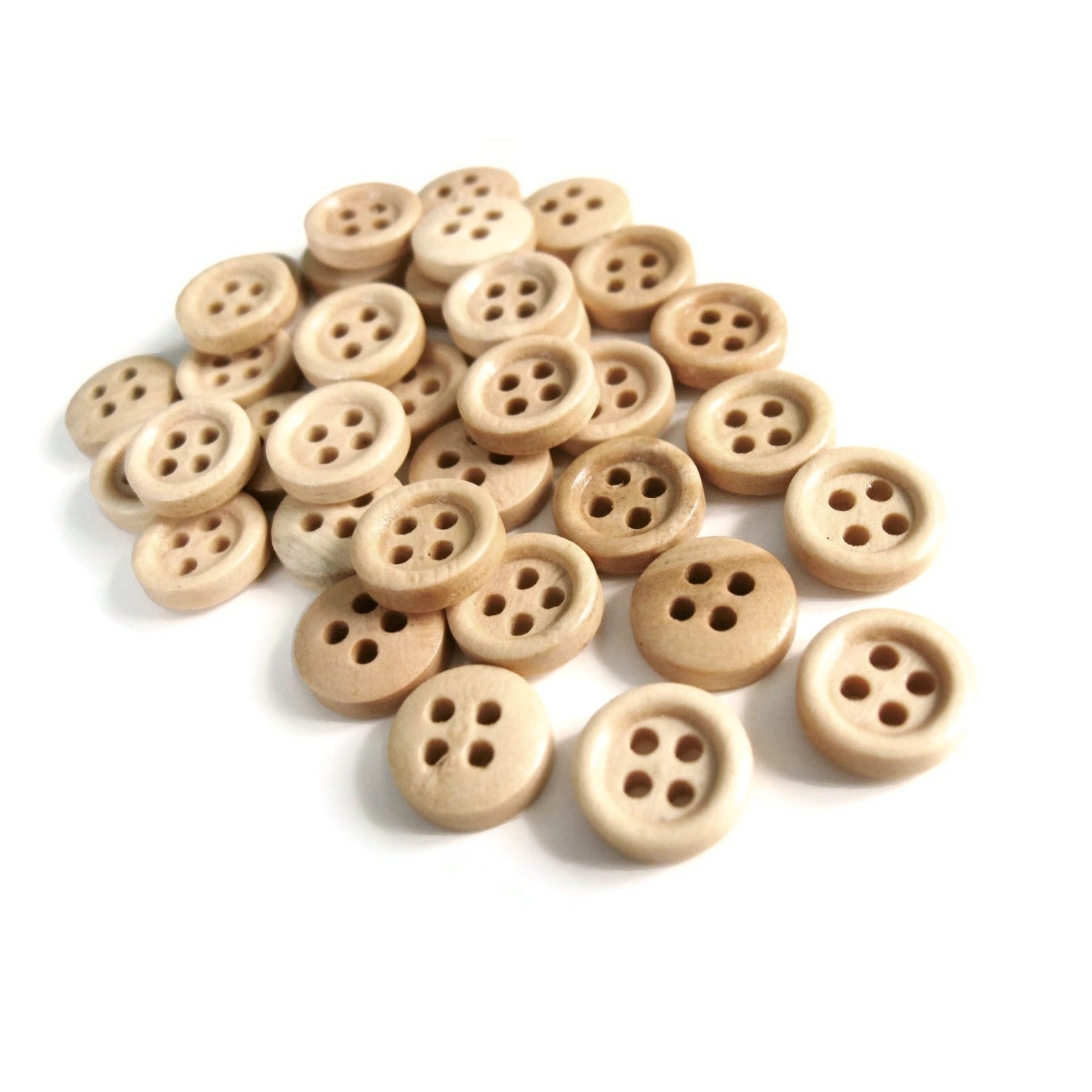10mm tiny wooden buttons, 6 small natural buttons, Cute mini buttons for  dolls