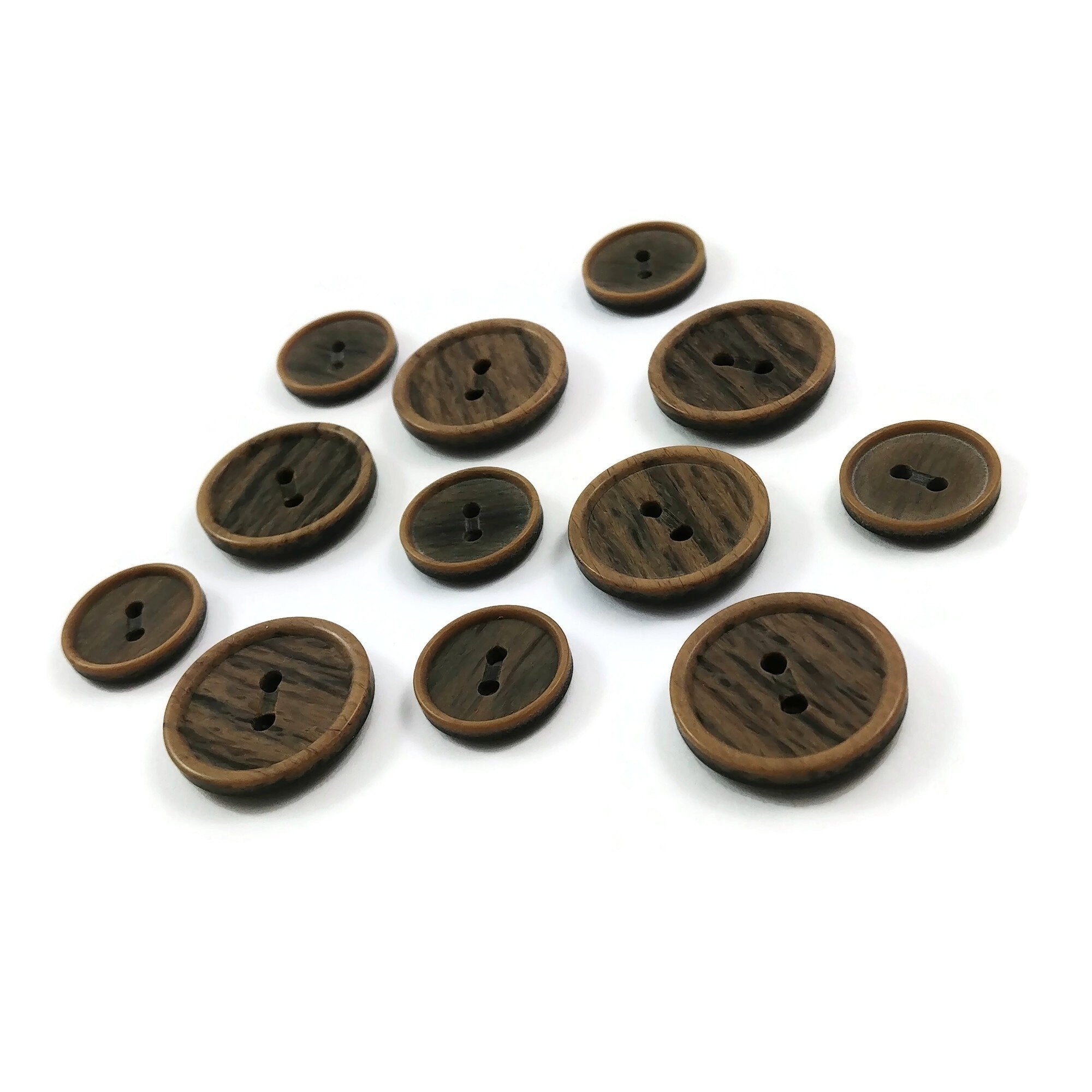 PEPPERLONELY Brand 20PC Dark Brown 4 Hole Scrapbooking Sewing Wood Buttons  35mm(1-3/8 Inch)