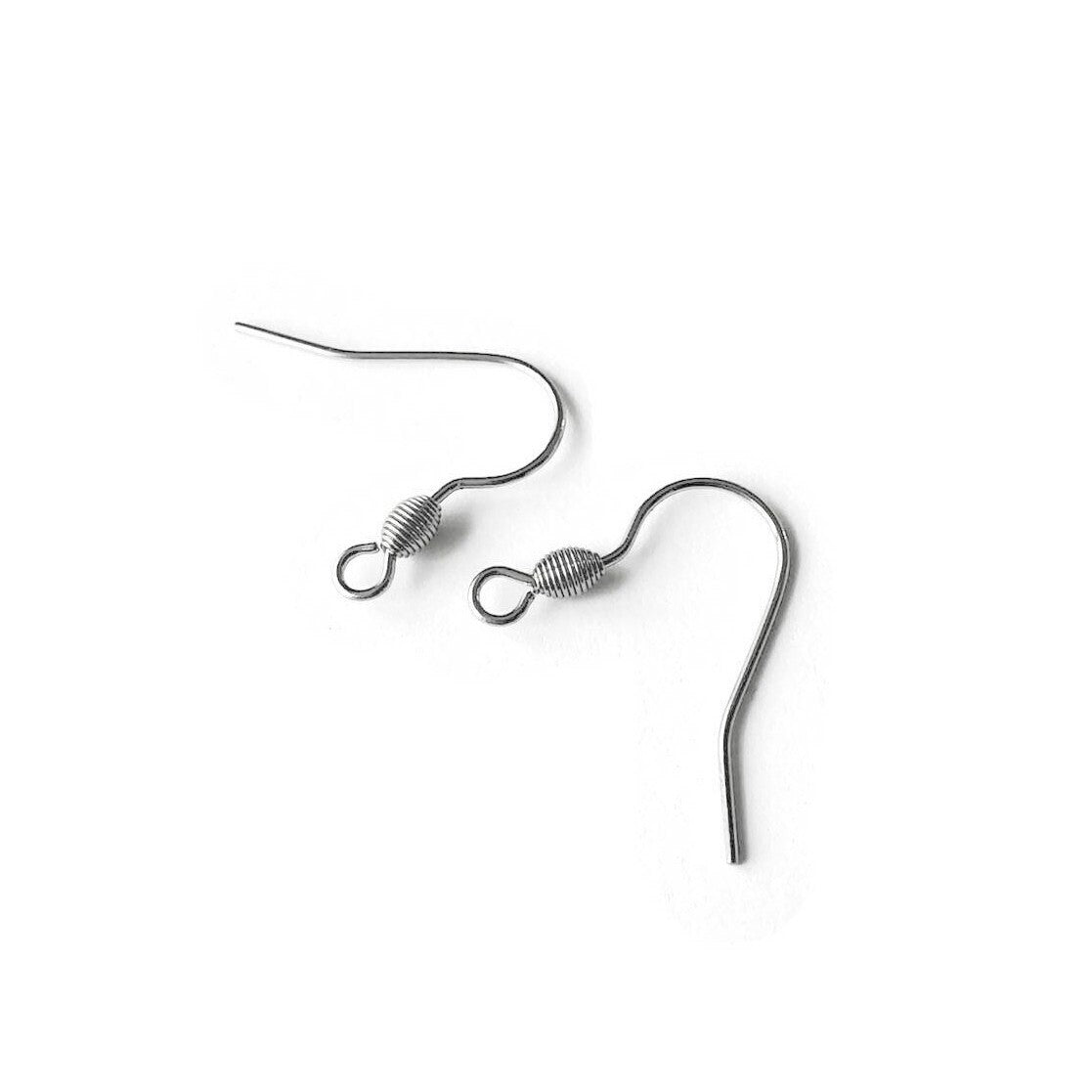 100 PIECE PACK 21mm 304 Stainless Steel Earring Hooks, Fishhook Earrings,  .6mm Pin, 2mm Hole, Silver Color, Earring Making, Basic Ear Hook