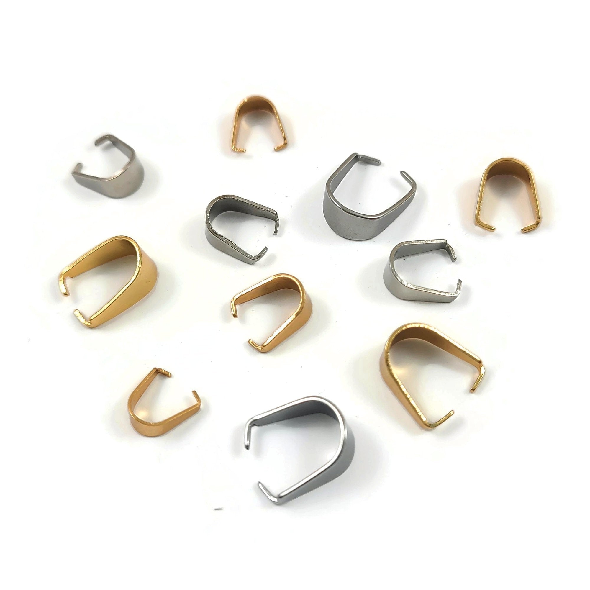 100 x Stainless Steel Pinch Bails for Jewelry Making Tarnish Resistant Gold  Silver Snap Open Pendant