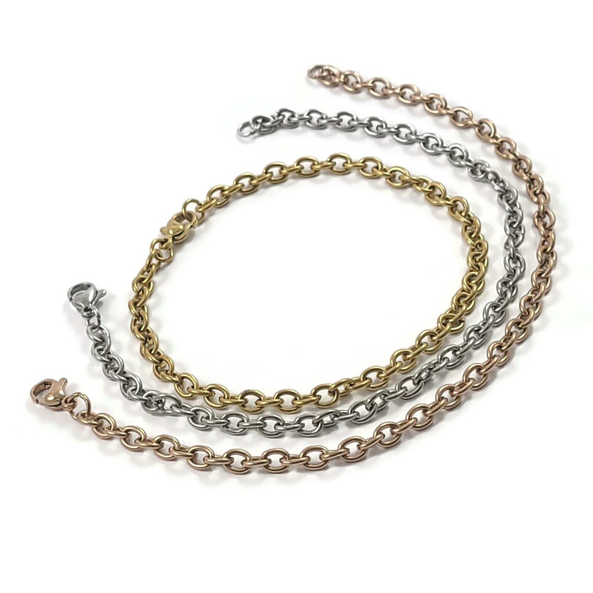 1meter 2/3/4/7mm Stainless Steel Rolo Cable Chain for Jewelry Making Gold  Plated Bulk Chains Diy Neckalce Bracelet Accessories