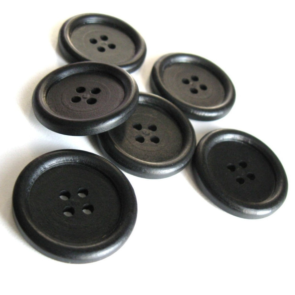 Swirl Pattern Wooden Sewing Buttons 30mm - Natural and Black wood butt