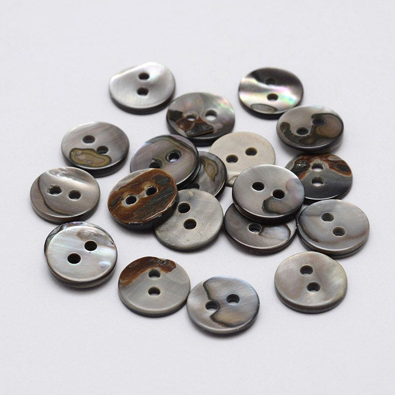 LWCHJ 30/50 1/2 Black Mother of Pearl Buttons Natural Shell Button for  Clothing Sewing Black Iridescent Accessory 13mm (Color : 30pcs)