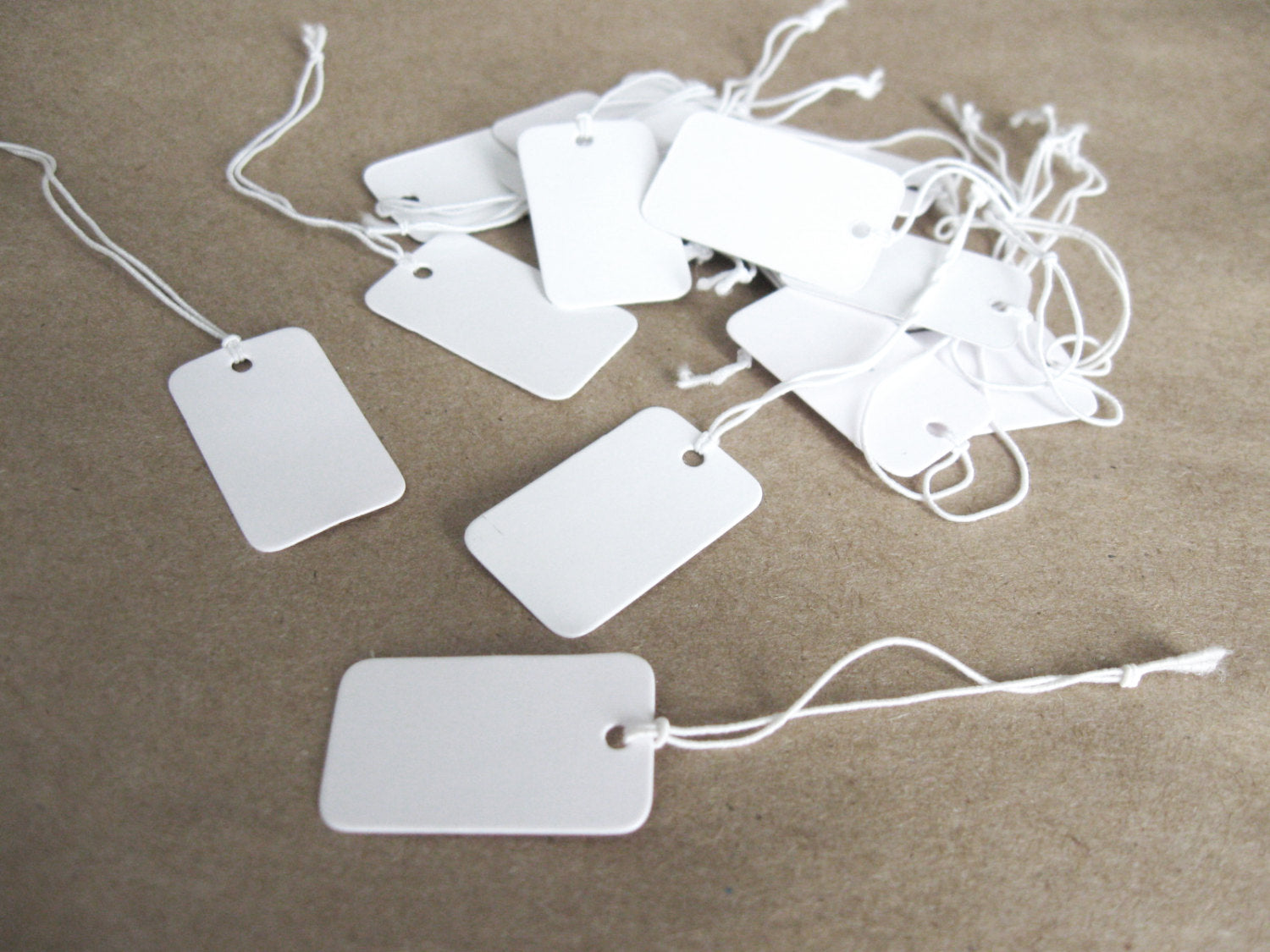 Small White Jewelry Merchandise Tag With White String