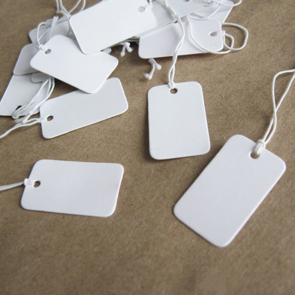 White Paper String Price Tags 23mm X 13mm for Jewelry and Crafts 