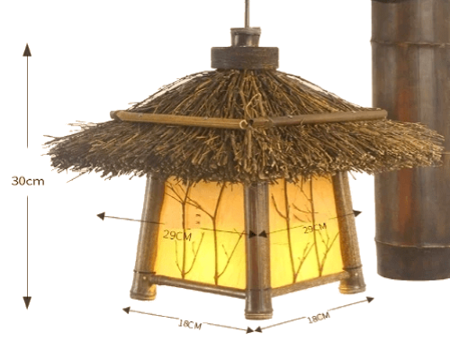 Lámpara colgante de bambú y ratán
