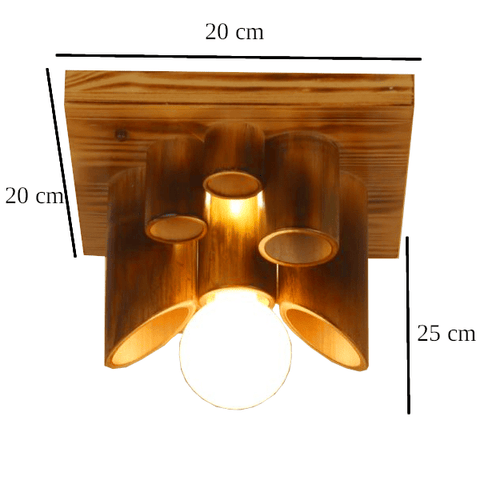Dimensiones lámpara de techo de bambú, cáñamo y ratán