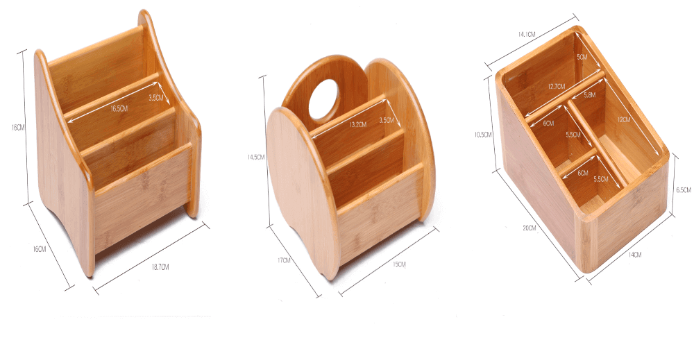 Caja de almacenamiento de madera de bambú para control remoto