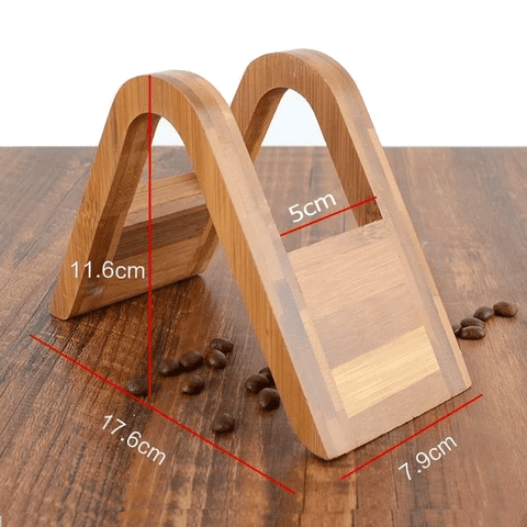 Dimensions du porte filtre à café en bambou