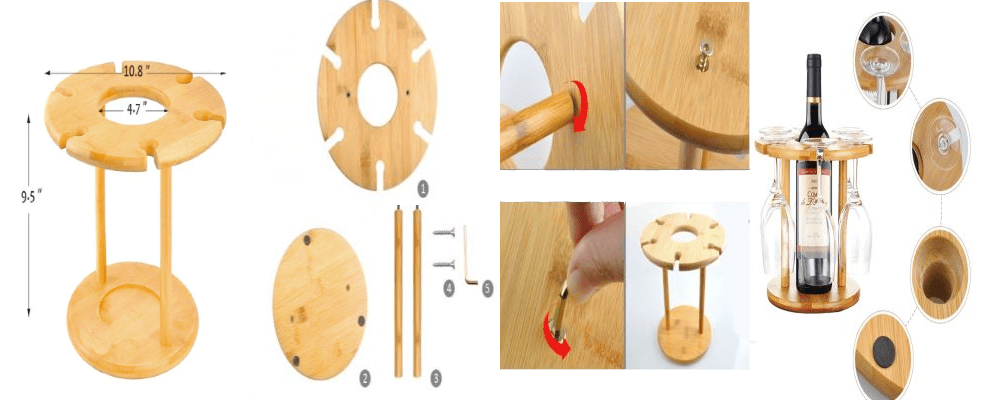 Dimensiones y presentación del portabotellas Botoruhorudā™ modelo “Ingenious”