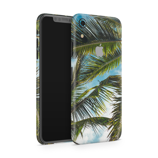 iPhone XR displayed in a green palm tree design