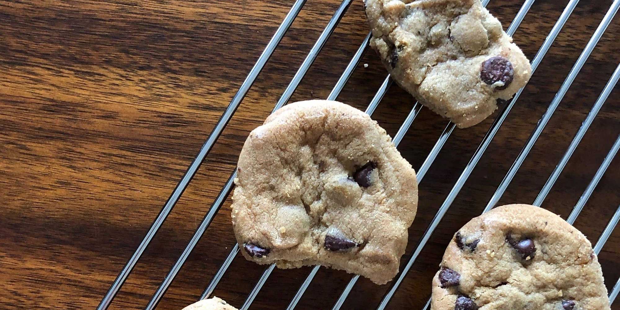 My *sober* friends baked chocolate chip cookies on a cooling rack