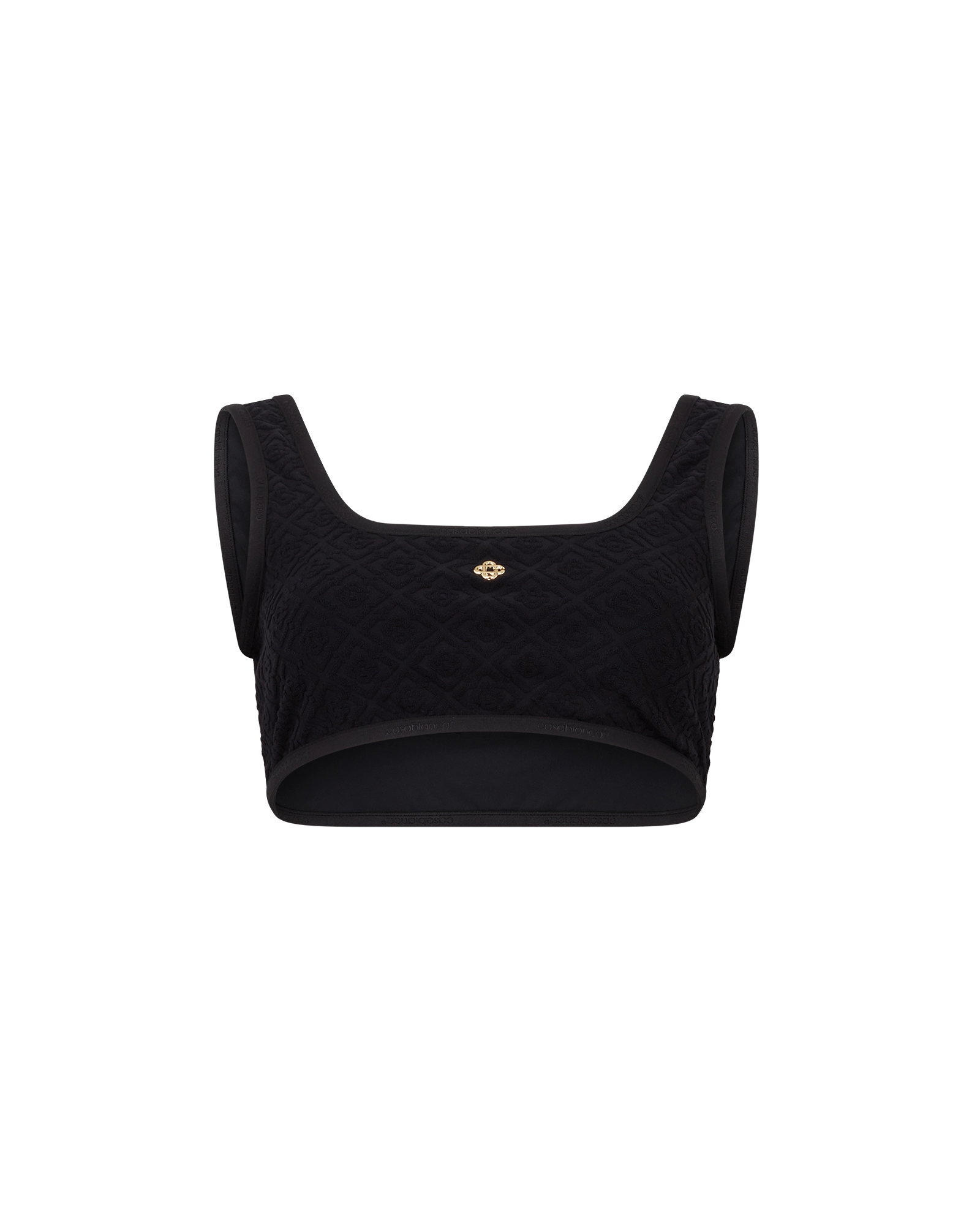 Casablanca Paris Monogram Jacquard Bikini Top In Black