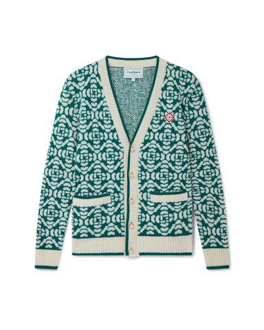 Casablanca monogram-jacquard Zip-Up Cardigan - Green