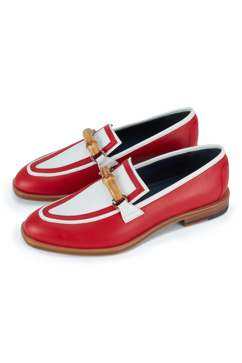 White & Red Leather Loafer | Casablanca Paris
